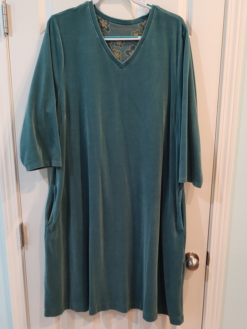 Gudrun Sjoden Dusty Teal Velour Midi Dress